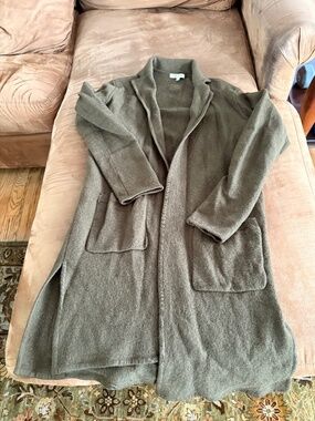 The Madewell Army Khaki Green Boiled Wool Cardigan Sweater Jacket Coat
